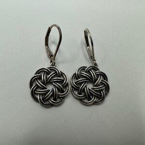 PAJ 925 Sterling Silver Celtic Round Knot Dangle Earrings Leverback
